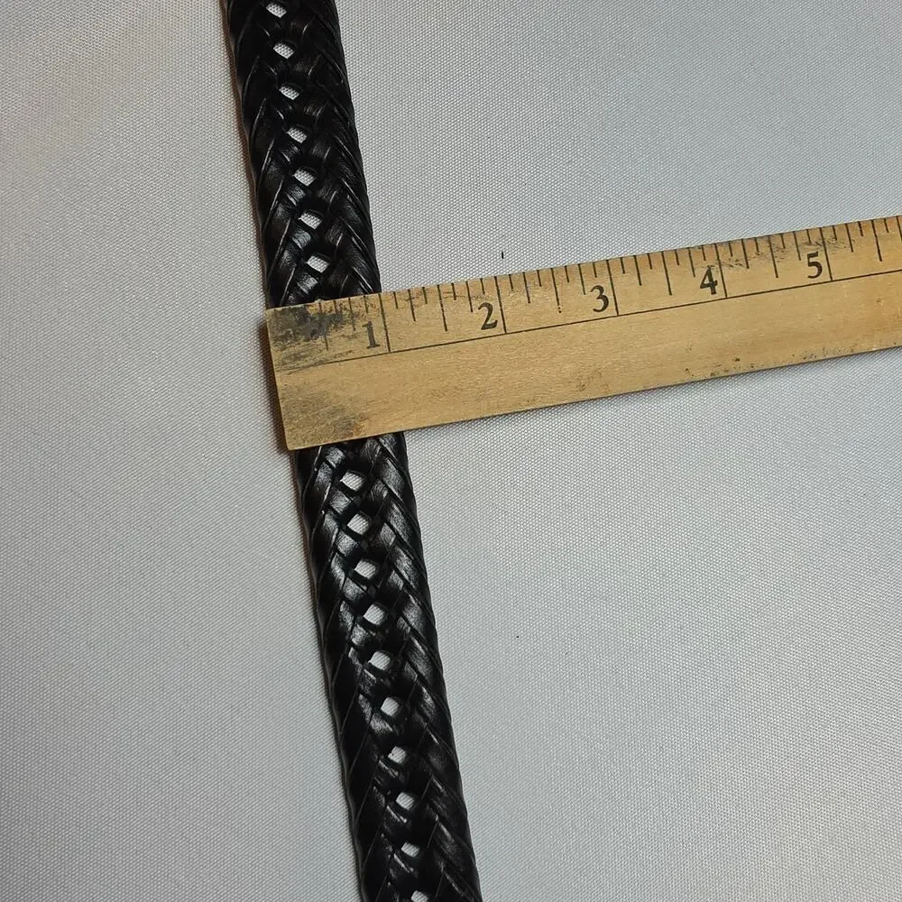 Boys Dress Belt Black Braided Leather Adjustable 27